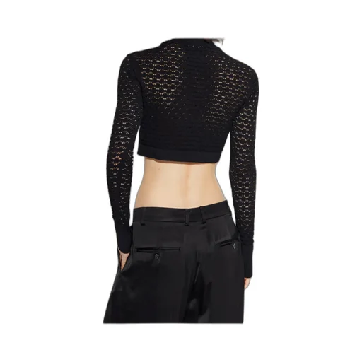 Openwork-Knit Cropped Cardigan