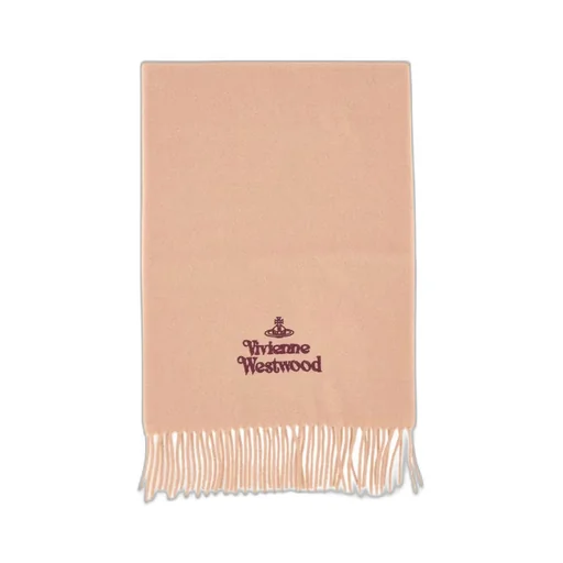 Logo Embroidered Fringed Scarf