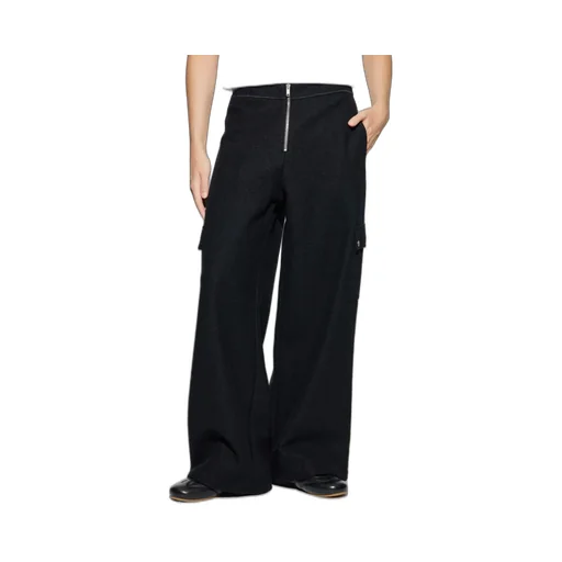 Zip Detailed Wide Leg Trousers