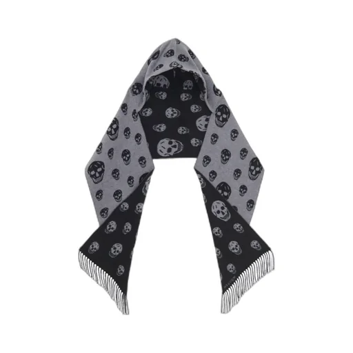 Skull Print Scarf With Tassels