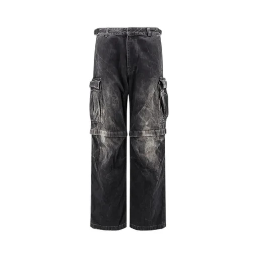 Logo Embroidered Large-Fit Cargo Jeans