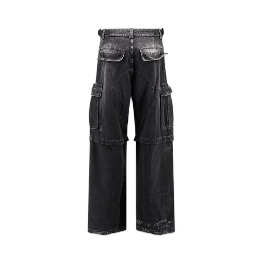 Logo Embroidered Large-Fit Cargo Jeans