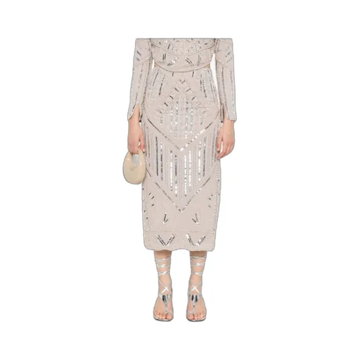 Sequin-Embellished Geometric Skirt
