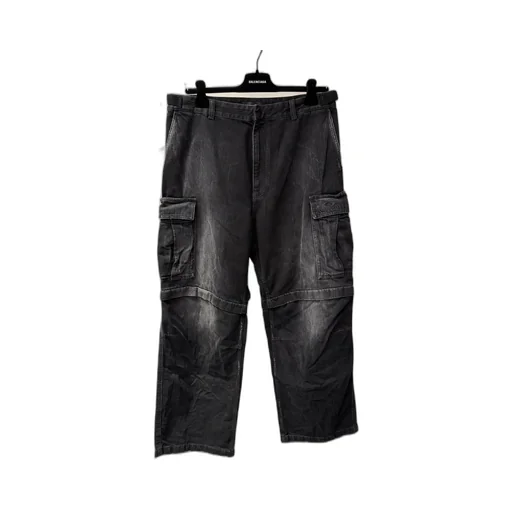 Logo Embroidered Large-Fit Cargo Jeans