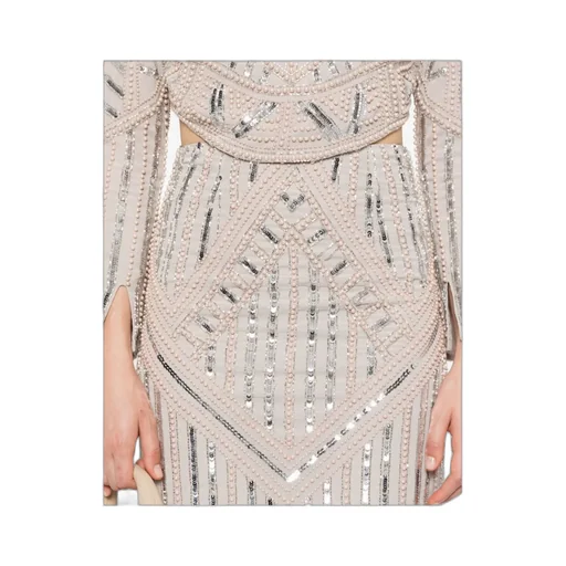 Sequin-Embellished Geometric Skirt