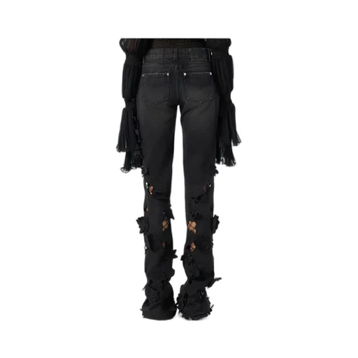 Floral Appliqué Flared Jeans