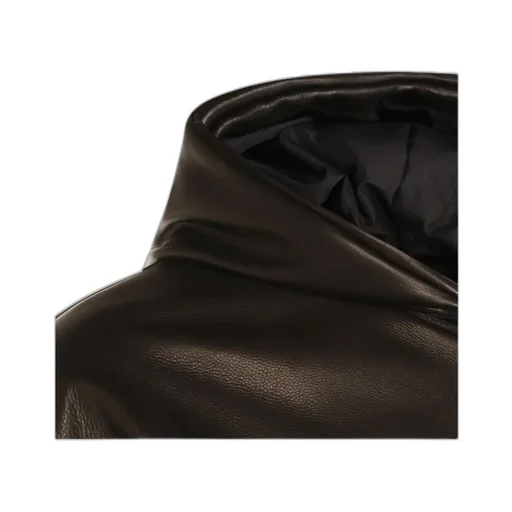 Leather Hooded Bomber Jacket