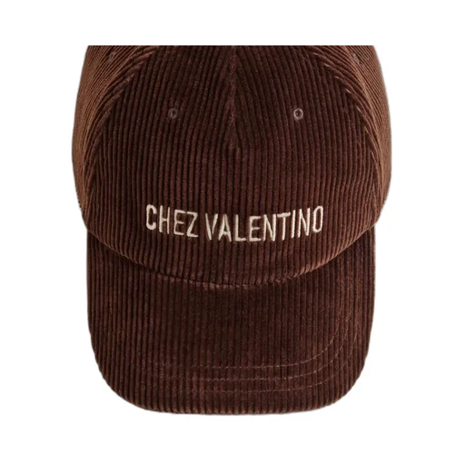 Chez Valentino Velvet Baseball Cap With Embroidery