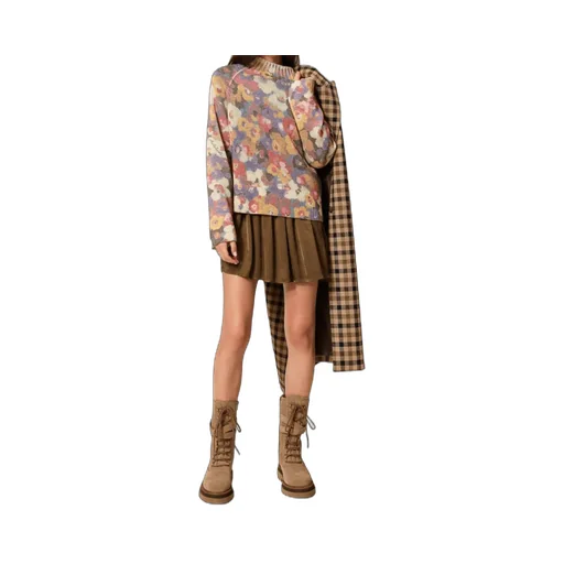 Floral-Print Mock-Neck Sweater