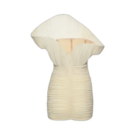 One-Shoulder Fan Mini Dress