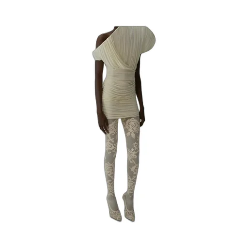 One-Shoulder Fan Mini Dress