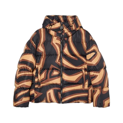Abstract Printed Hooded Padded Jacket