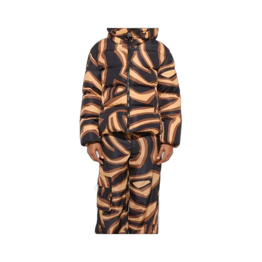 Abstract Printed Hooded Padded Jacket