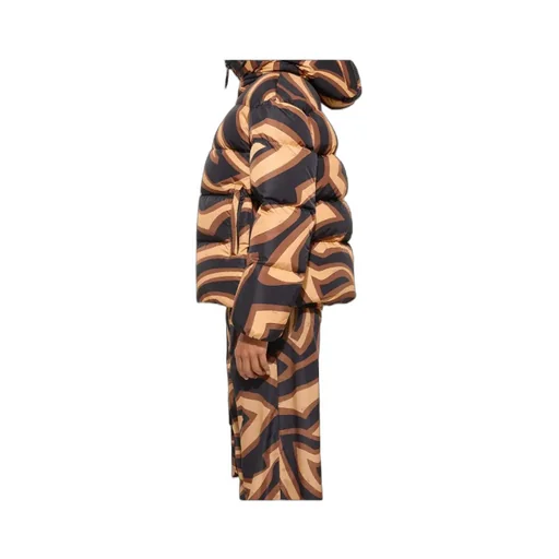 Abstract Printed Hooded Padded Jacket