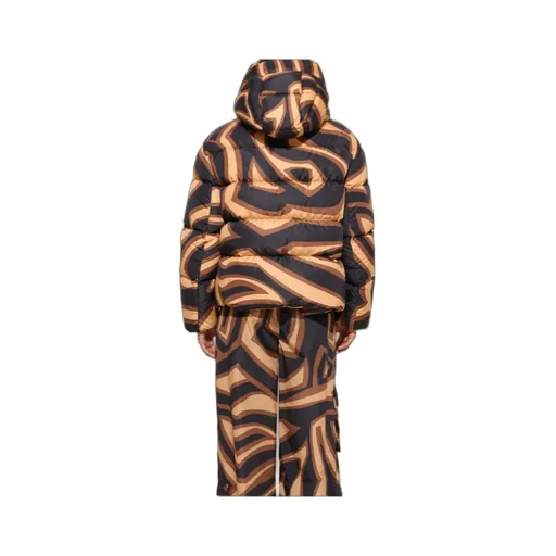 Abstract Printed Hooded Padded Jacket