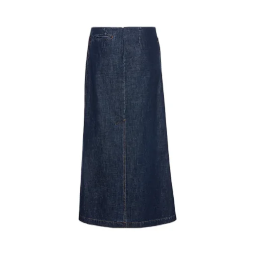 Denim Draped Midi Skirt