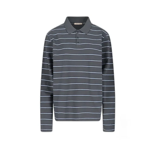 Long-Sleeved Striped Polo Shirt