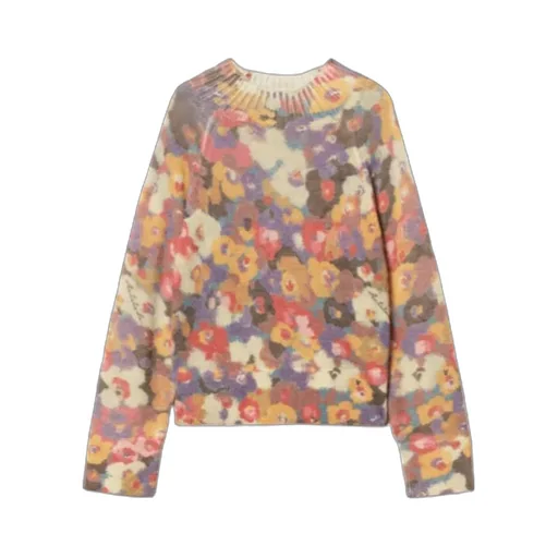 Floral-Print Mock-Neck Sweater