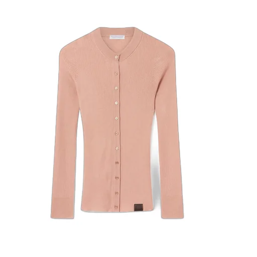 Crewneck Ribbed Knit Cardigan