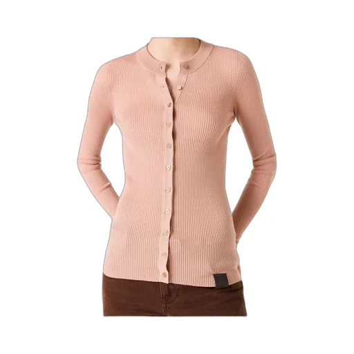 Crewneck Ribbed Knit Cardigan