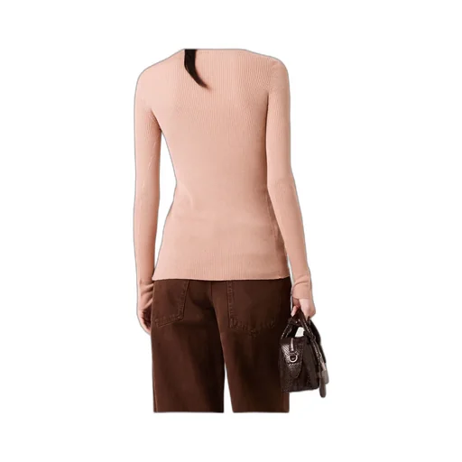 Crewneck Ribbed Knit Cardigan