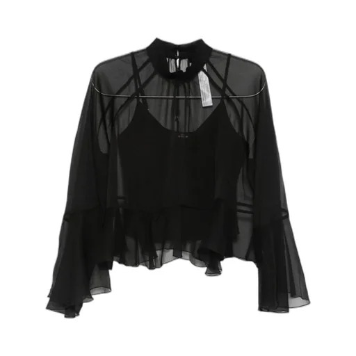 Ruffled High-Neck Top