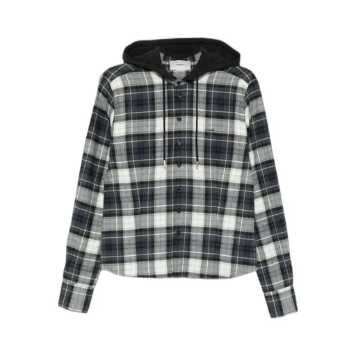 Plaid-Pattern Hooded Shirt