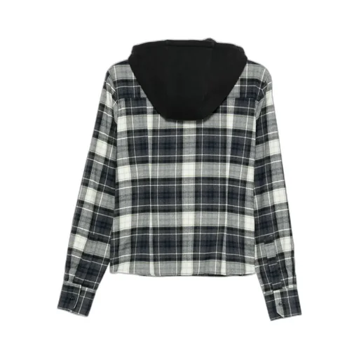 Plaid-Pattern Hooded Shirt