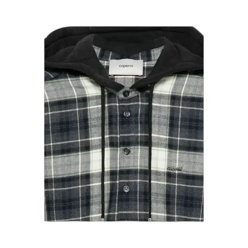 Plaid-Pattern Hooded Shirt