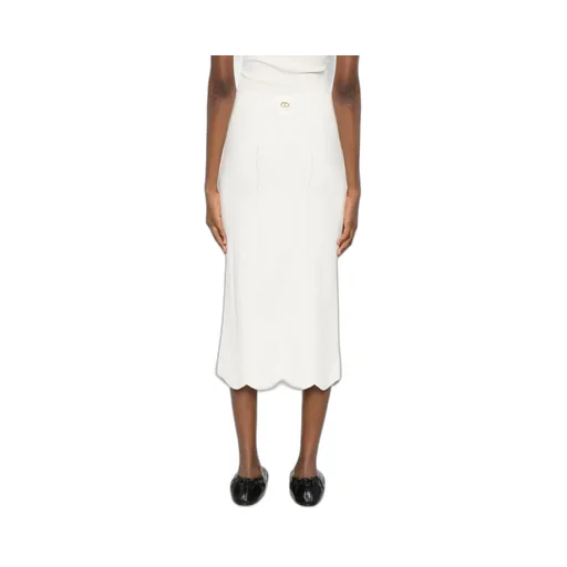 Scalloped Hem Midi Skirt