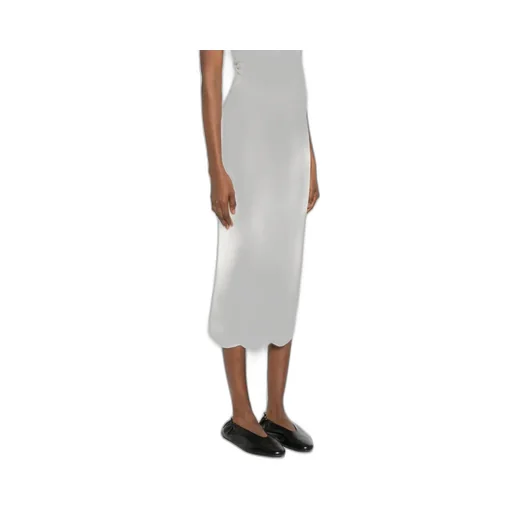 Scalloped Hem Midi Skirt