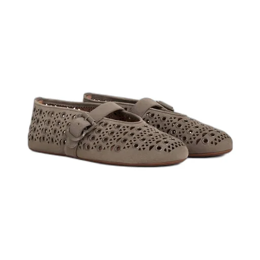 Ballet Flats In Vienne Suede With Eyelets