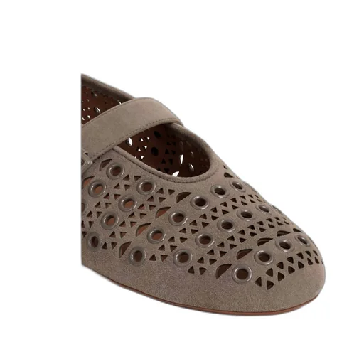 Ballet Flats In Vienne Suede With Eyelets