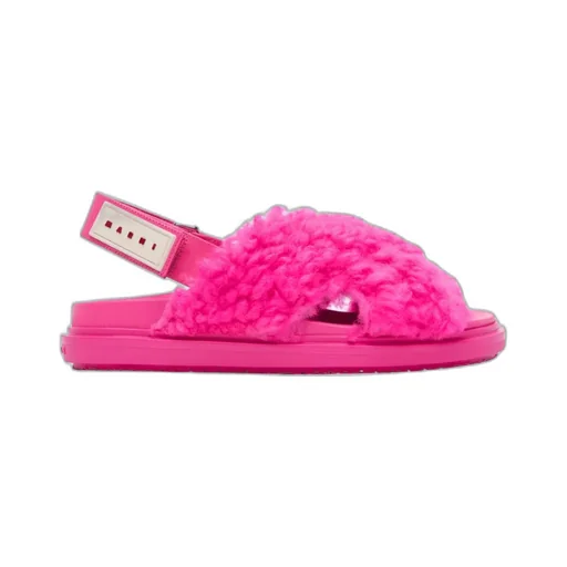Logo-Patch Shearling Sandals