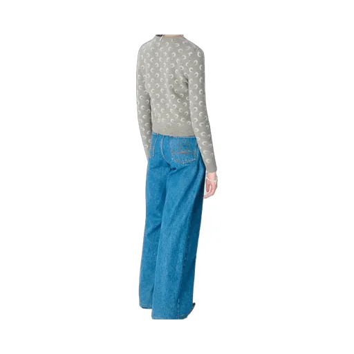 Moon Jacquard Knit Fitted Cardigan