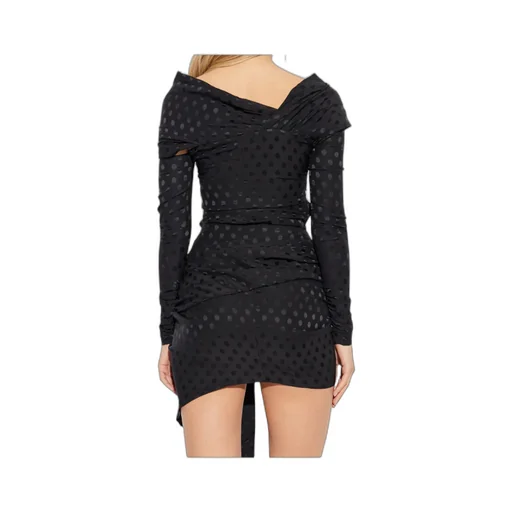 Draped Polka-Dot Mini Dress