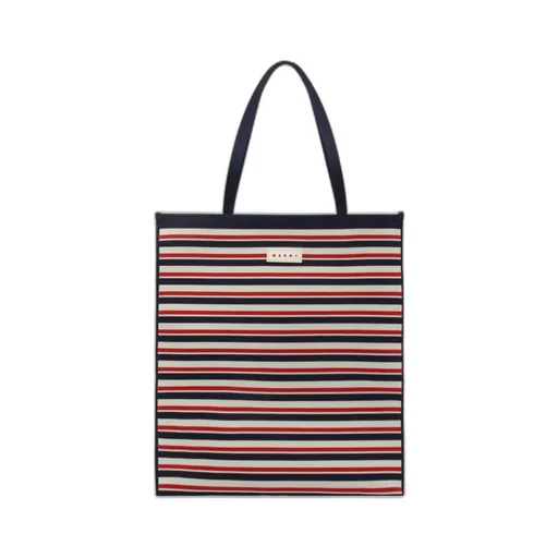 Striped Logo Patch Tote Bag