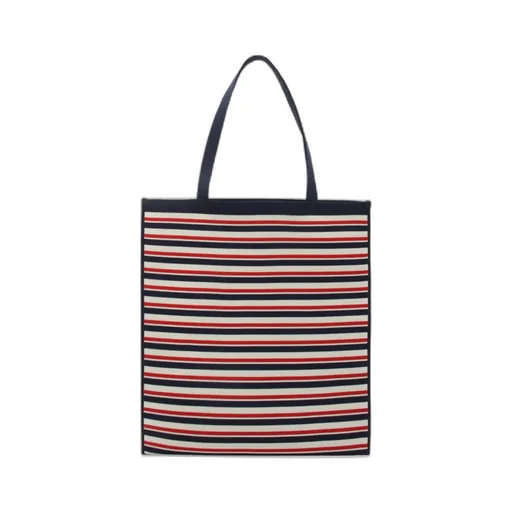 Striped Logo Patch Tote Bag