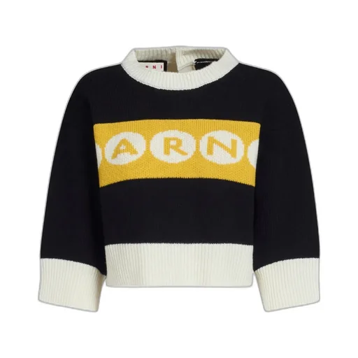 Logo Intarsia Cropped Knitted Jumper