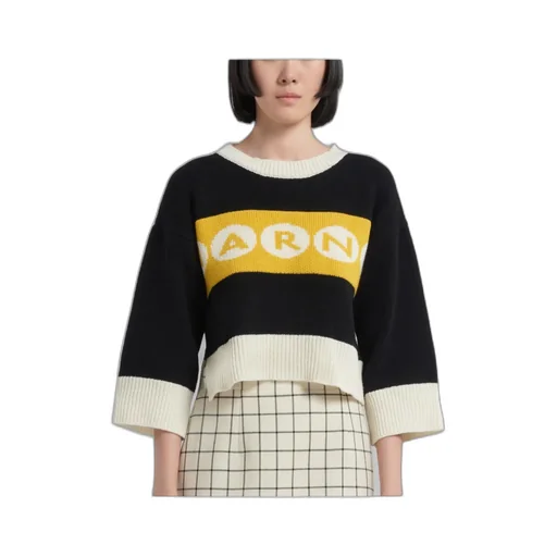 Logo Intarsia Cropped Knitted Jumper