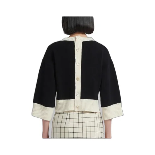 Logo Intarsia Cropped Knitted Jumper