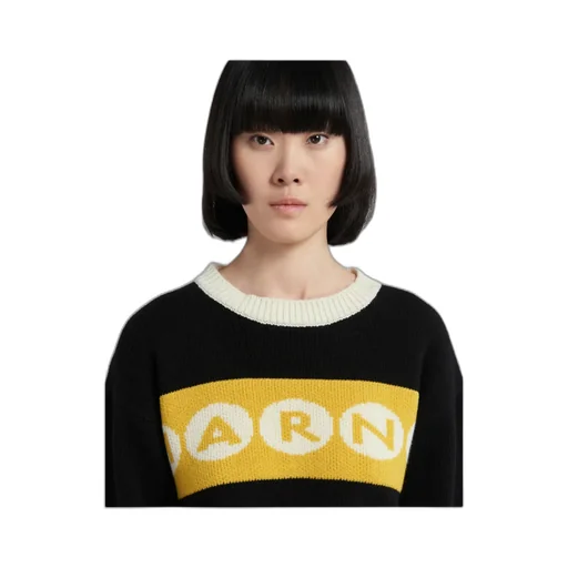 Logo Intarsia Cropped Knitted Jumper