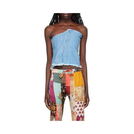 Patchwork Denim Corset Top