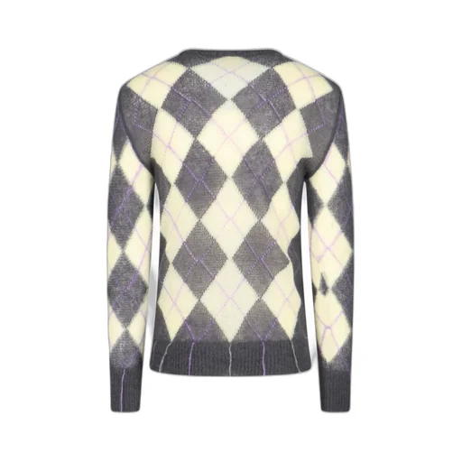 Geometric Patterned V-Neck Knitted Jumper