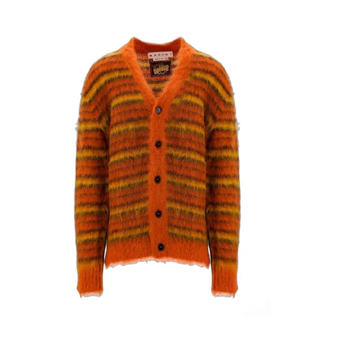 V-Neck Striped Knit Cardigan