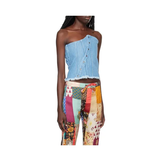 Patchwork Denim Corset Top