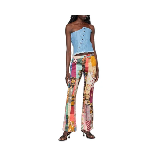 Patchwork Denim Corset Top