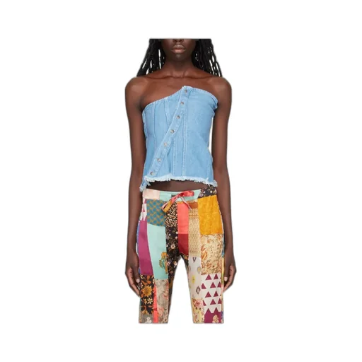 Patchwork Denim Corset Top