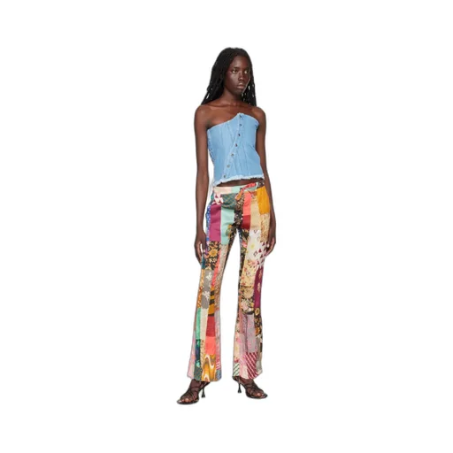 Patchwork Denim Corset Top