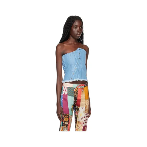 Patchwork Denim Corset Top